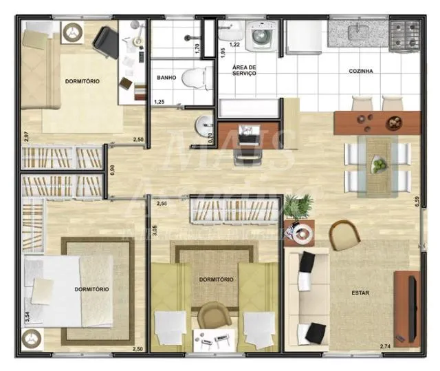 Apartamento semi-mobiliado em São Miguel, São Leopoldo - 3 dormitórios