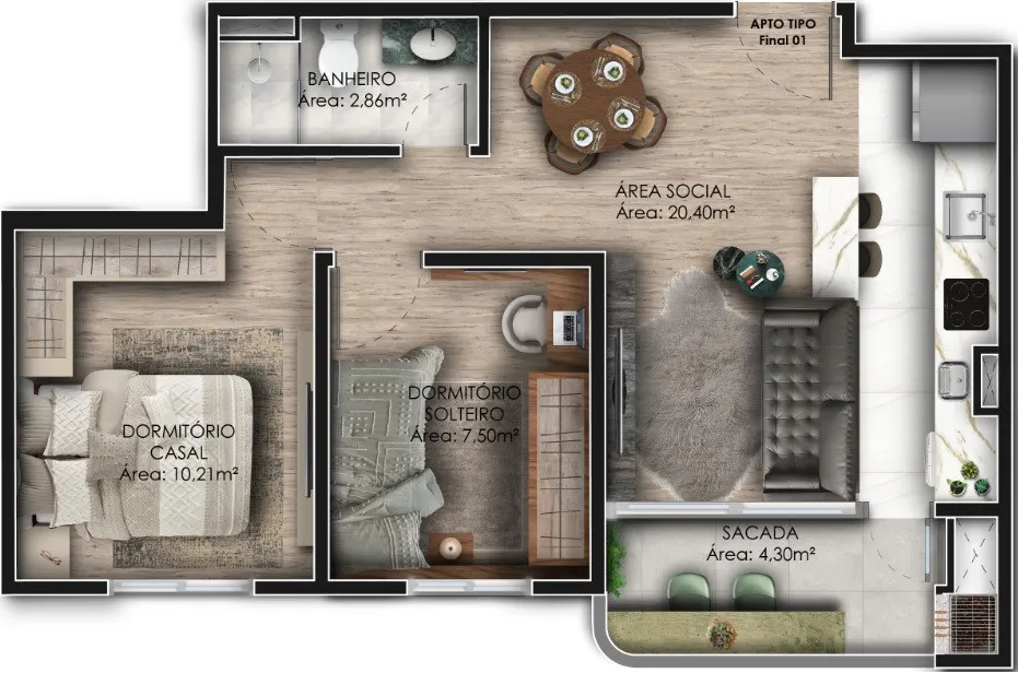 Apartamento 2 quartos para venda no bairro Nossa Senhora do Rosário em Caxias do Sul