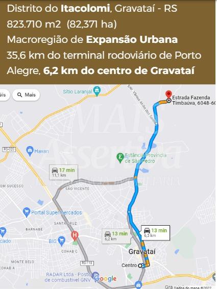 Excelente Fazenda com área de 82,371 hectares em Gravataí Bairro Itacolomi