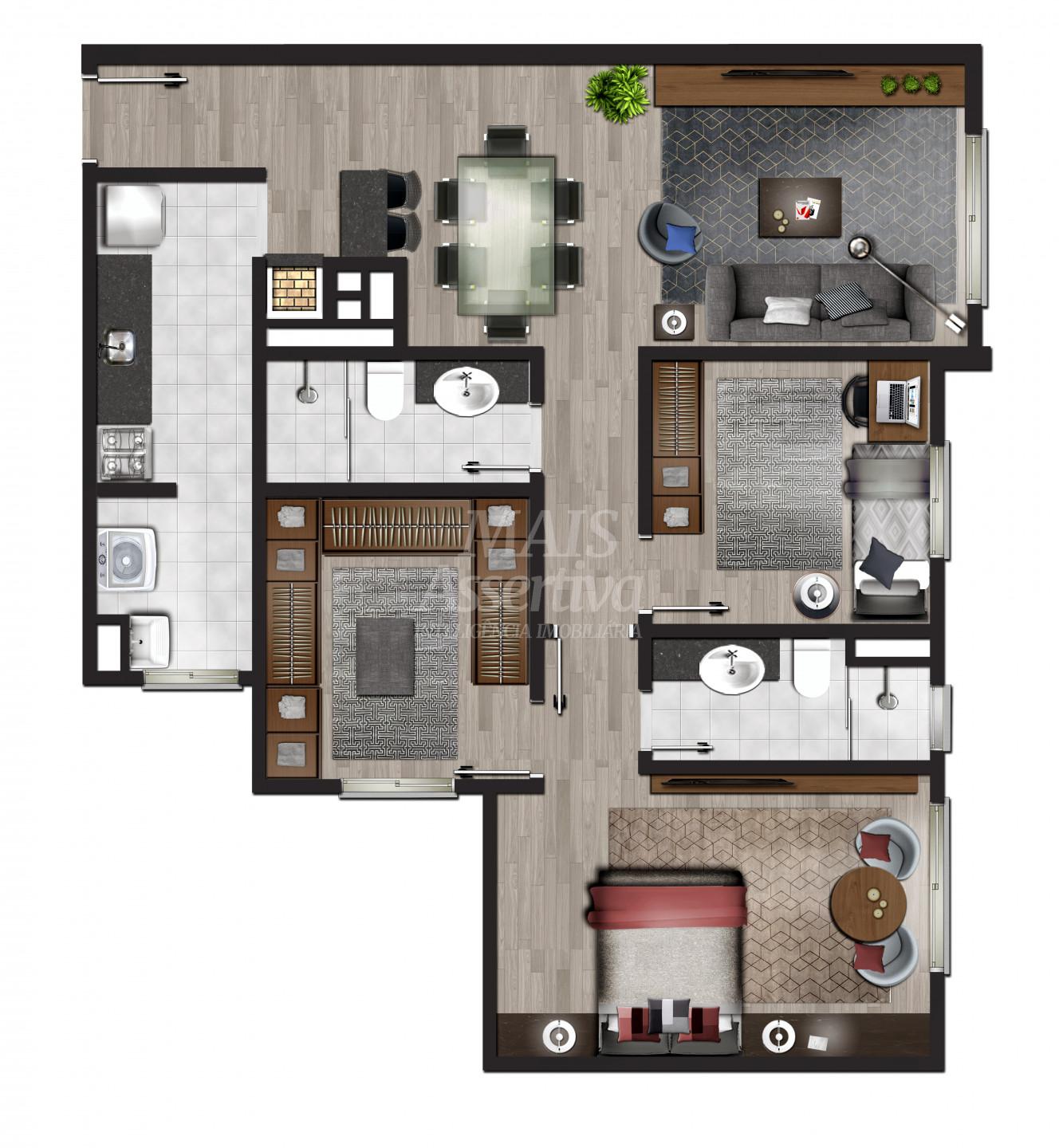 Excelente apartamento a venda 03 dormitórios em Novo Hamburgo 