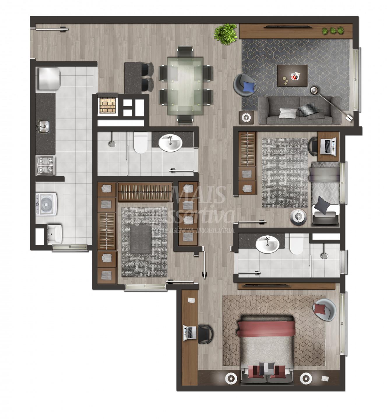 Excelente apartamento a venda 03 dormitórios em Novo Hamburgo 