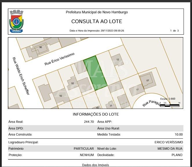 Terreno para venda, bairro Rondonia em Novo Hamburgo - 245,00m²